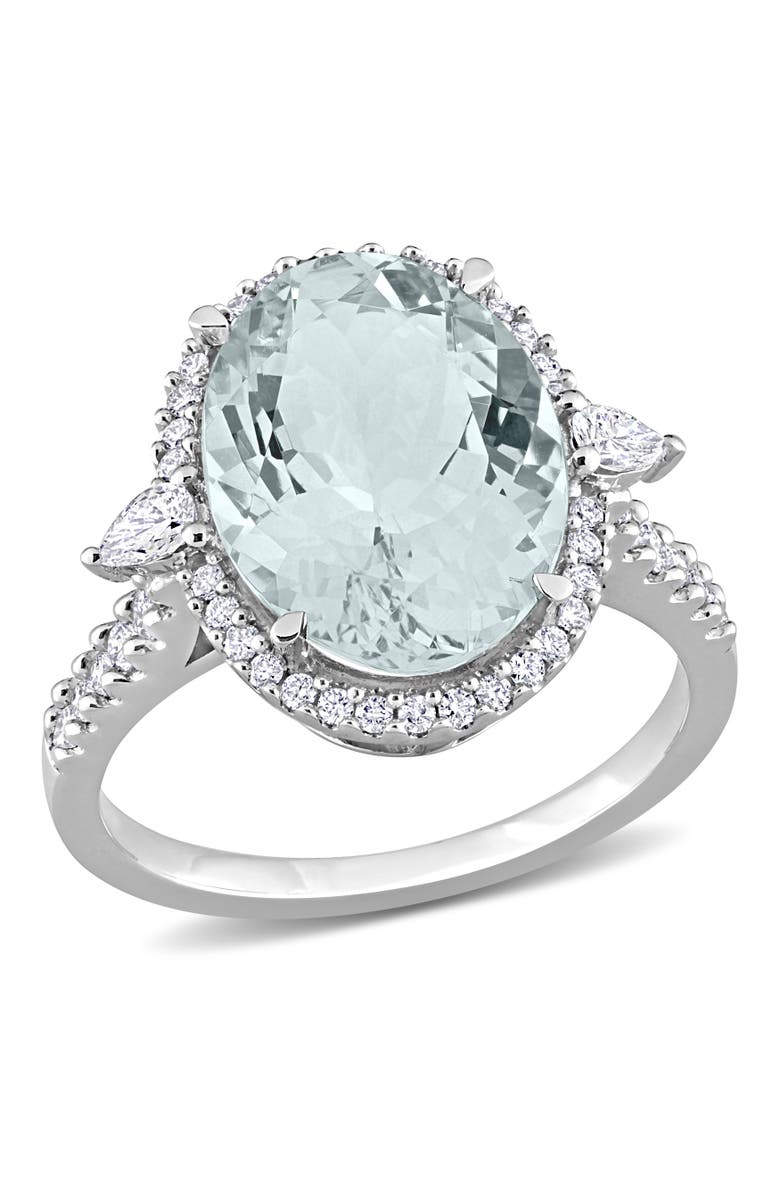 Julianna B. Aquamarine & Diamond Halo Cocktail Ring 14k, Main, color, Aquamarine