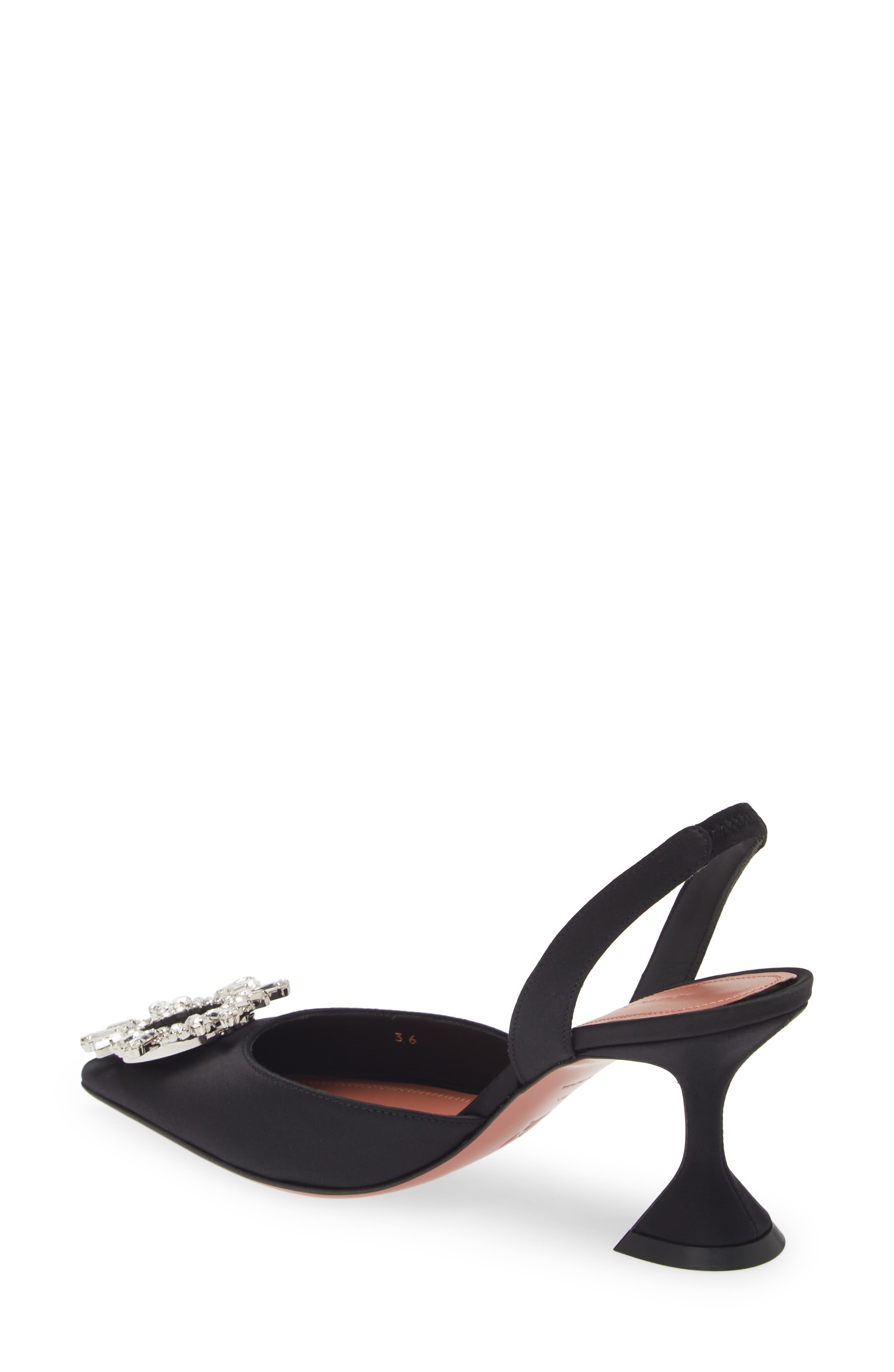Amina Muaddi Begum Crystal Pointed Toe Slingback Pump, Alternate, color, Black