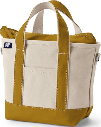 Land’s end tote bag made in USA Lands' End Large 5 Pocket Zip Top Long Handle Canvas Tote Bag