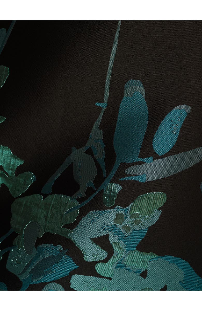 Aidan Mattox Metallic Floral Jacquard Strapless Gown, Alternate, color, Black/ Teal