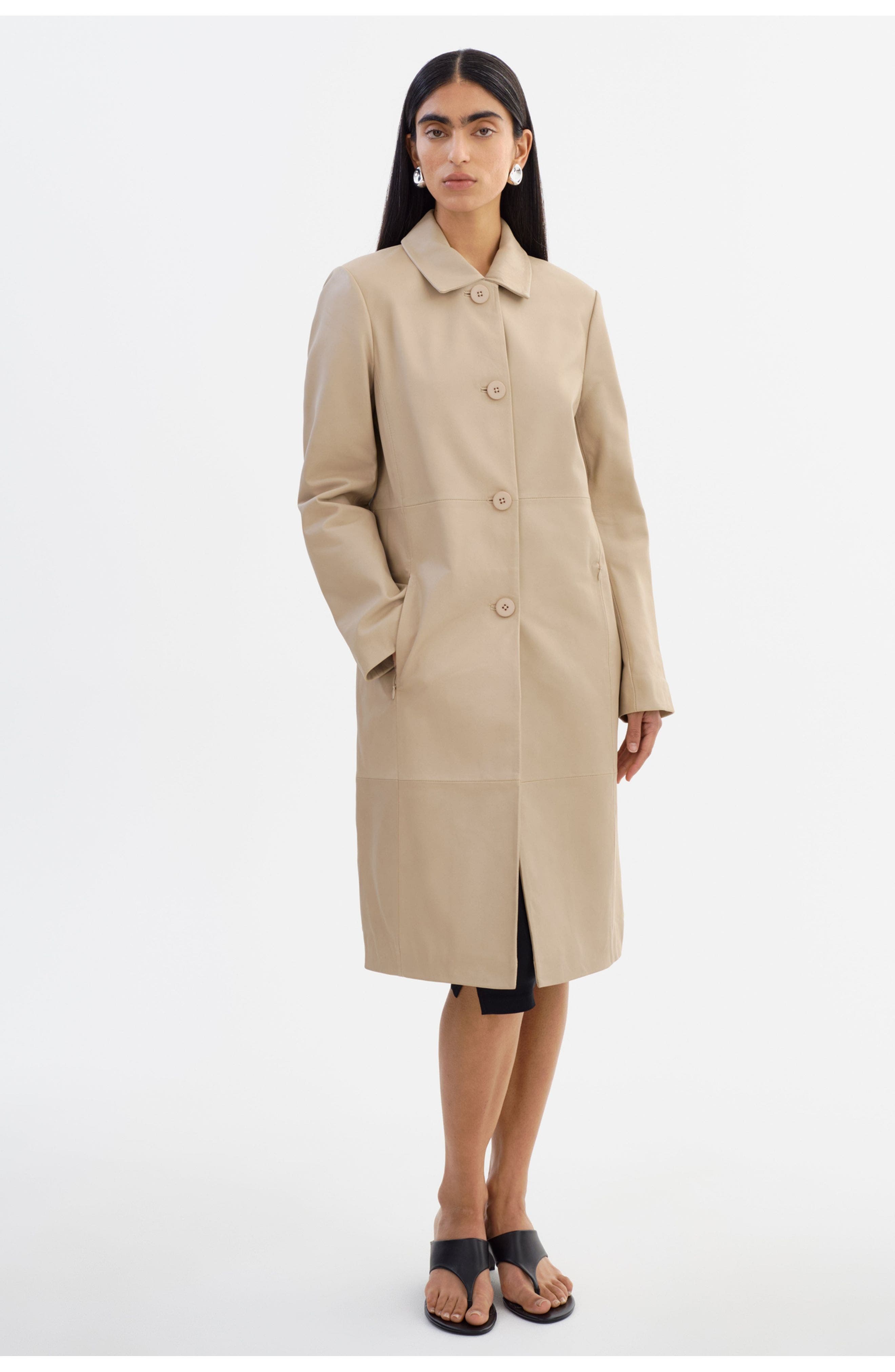 BELEN | Longline Leather Coat - image 3