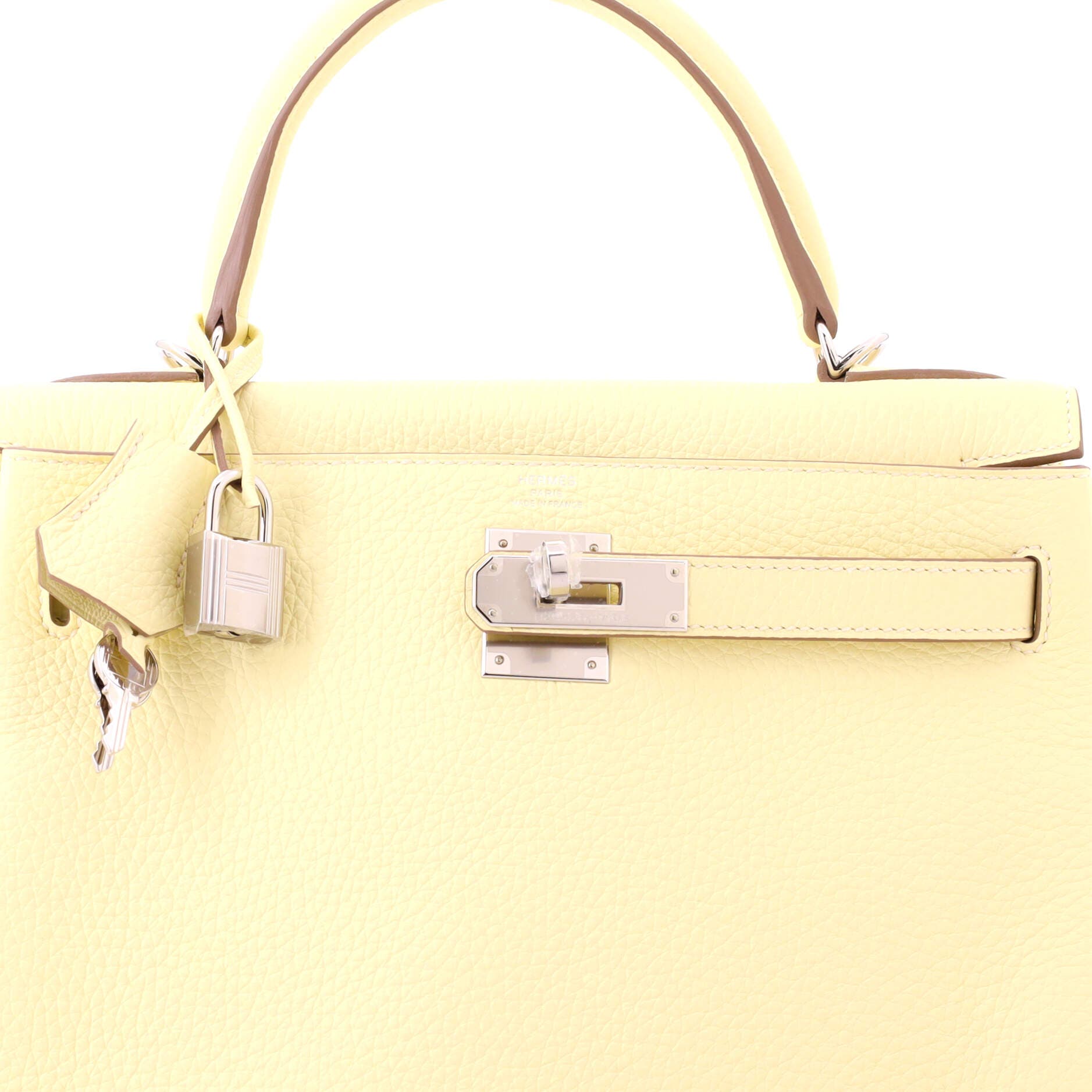 Pre-Owned Hermes Kelly Handbag Yellow Clemence with Palladium Hardware 28, Alternate, color, 