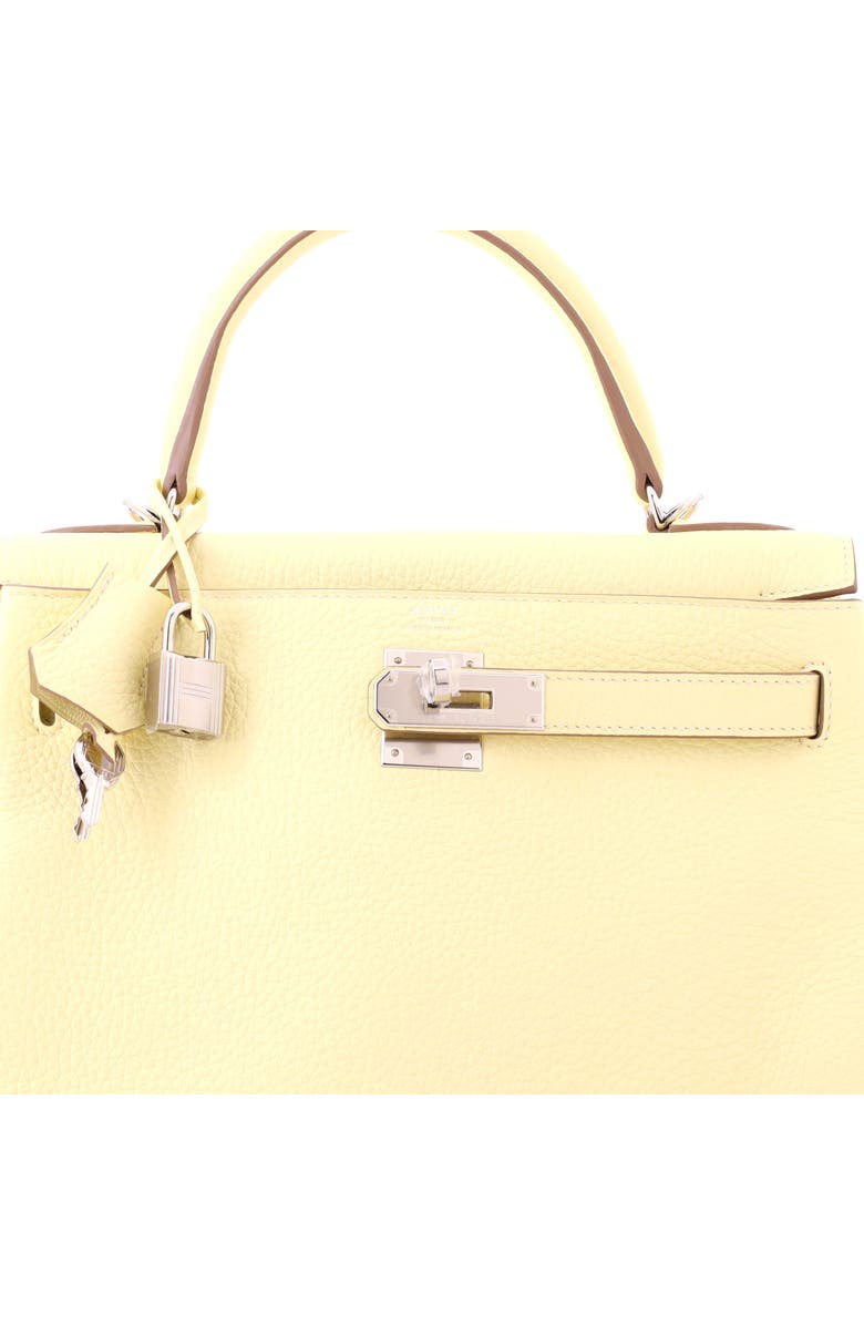 Pre-Owned Hermes Kelly Handbag Yellow Clemence with Palladium Hardware 28, Alternate, color, Jaune Poussin