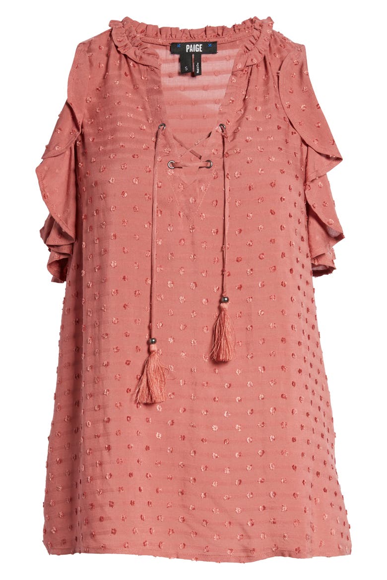 Amala Swiss Dot Lace-Up Top, Alternate, color, MT BR DST