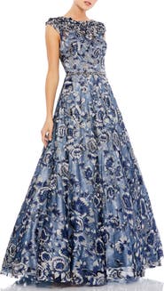 Mac Duggal Embellished Cap Sleeve High Neck Ballgown