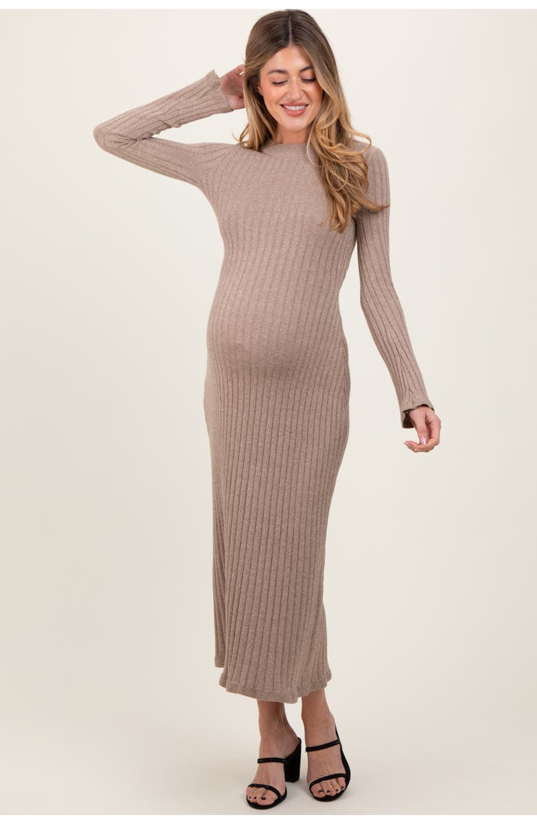 PinkBlush Ribbed Knit Midi Sweater Dress, Alternate, color, Mocha