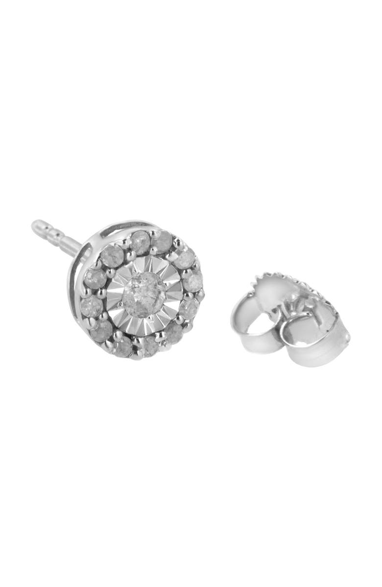 Haus of Brilliance Silver 1/2 Ct Miracle- Round Diamond Halo Stud Earrings, Alternate, color, White
