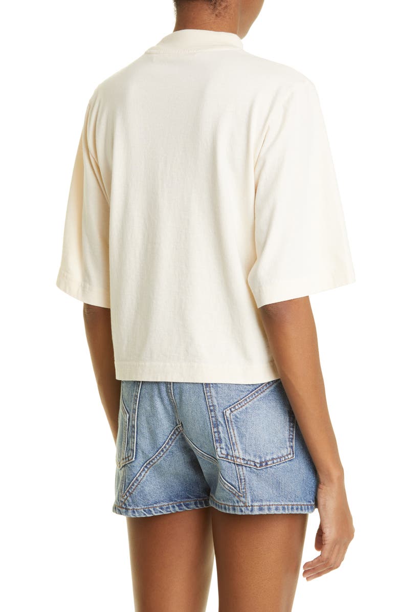 Palm Angels Women's Leopard Bear Crop Cotton Logo Graphic Tee, Alternate, color, 