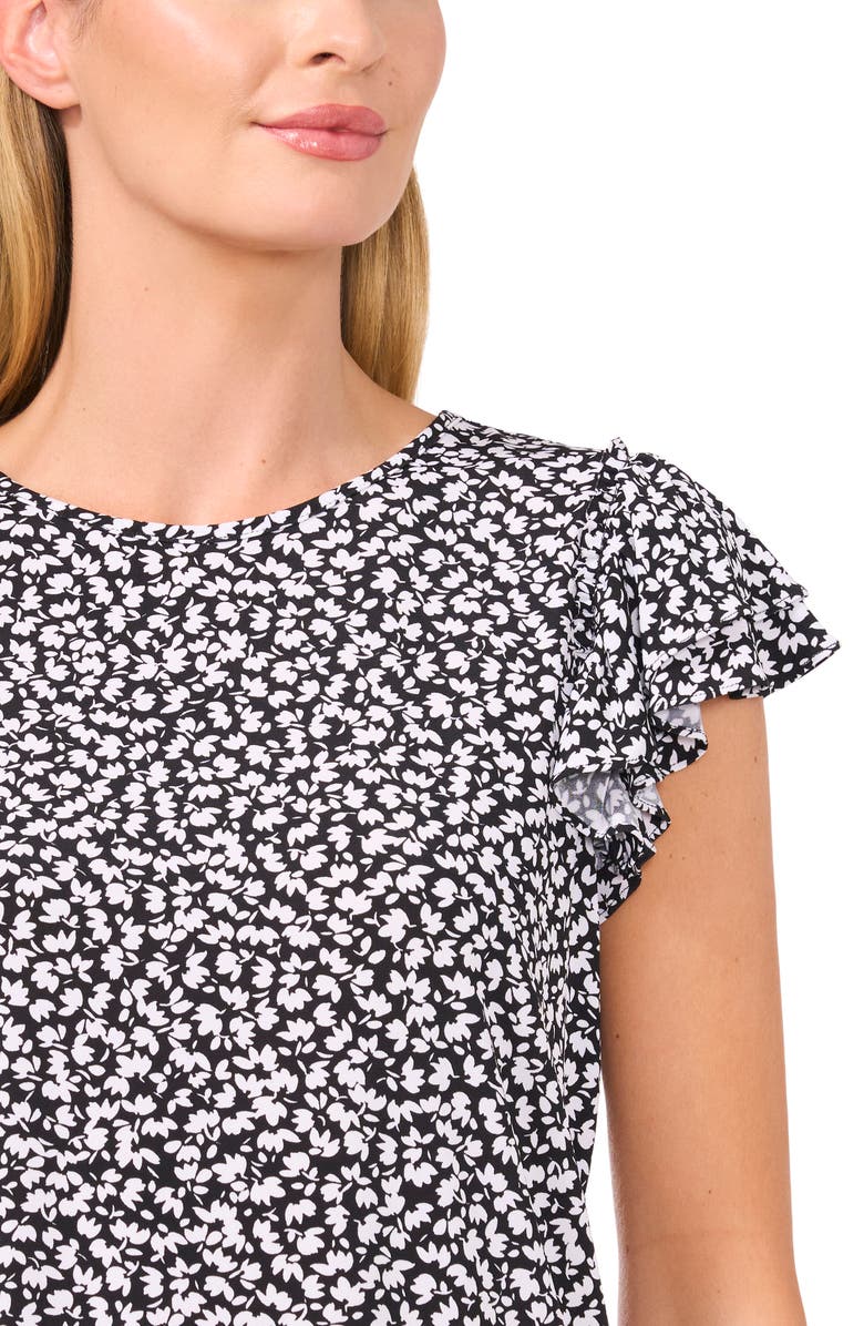 CeCe Floral Flutter Sleeve Top, Alternate, color, 