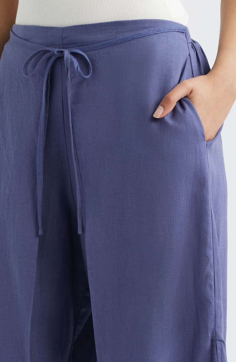 CITY BLUES Linen Blend Wrap Pants, Alternate, color, Smoke