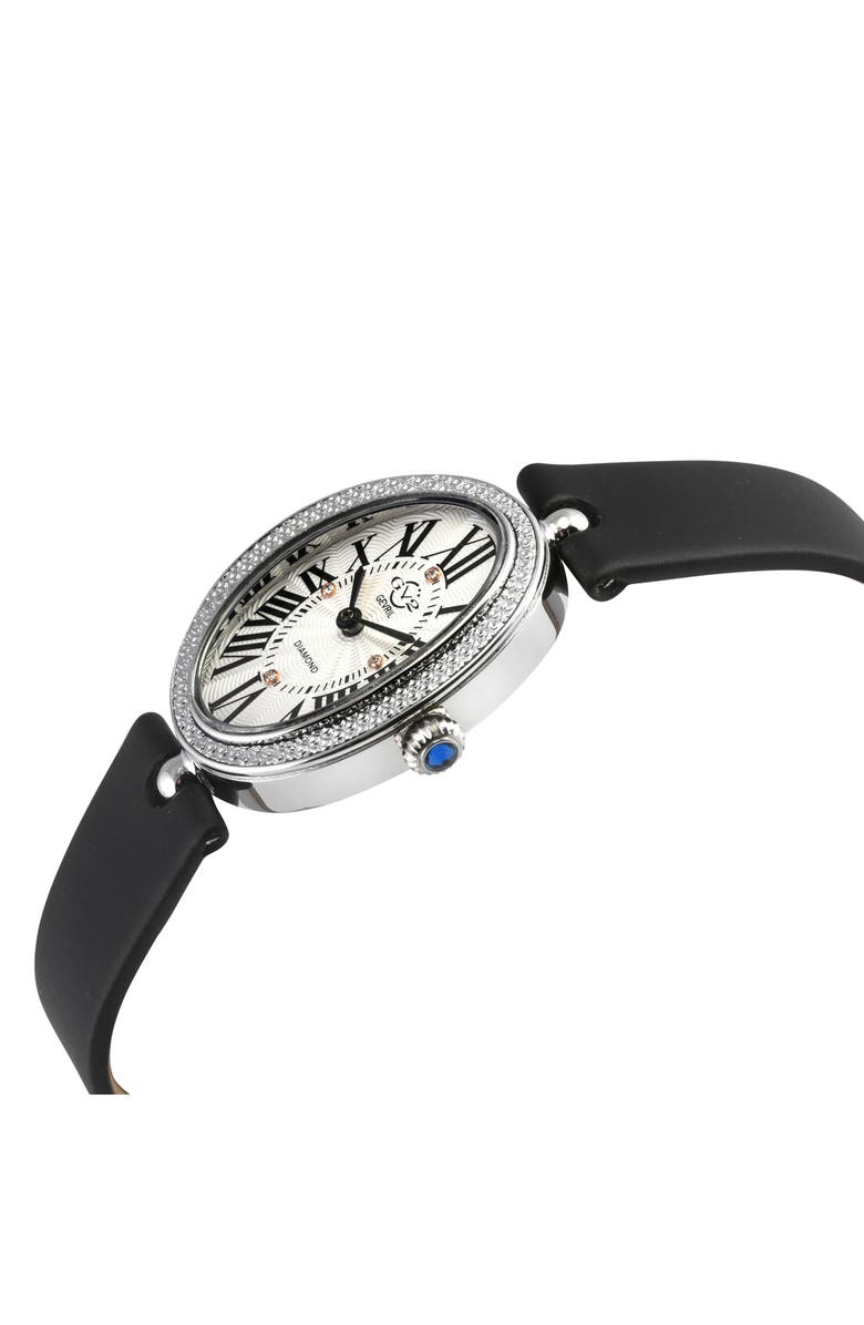 GV2 Piazza Navona Diamond Dial Leather Strap Watch, 29mm x 38mm, Alternate, color, Black