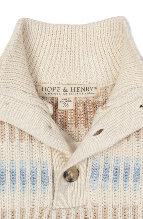Hope & Henry Kids' Organic Mock Neck Stripe Sweater In Neutral