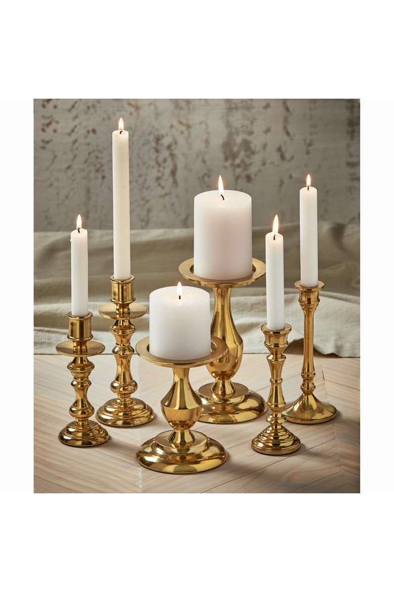 Gold Cast Aluminum Darion Taper Holder Small Candlestick, Alternate, color, Yellow