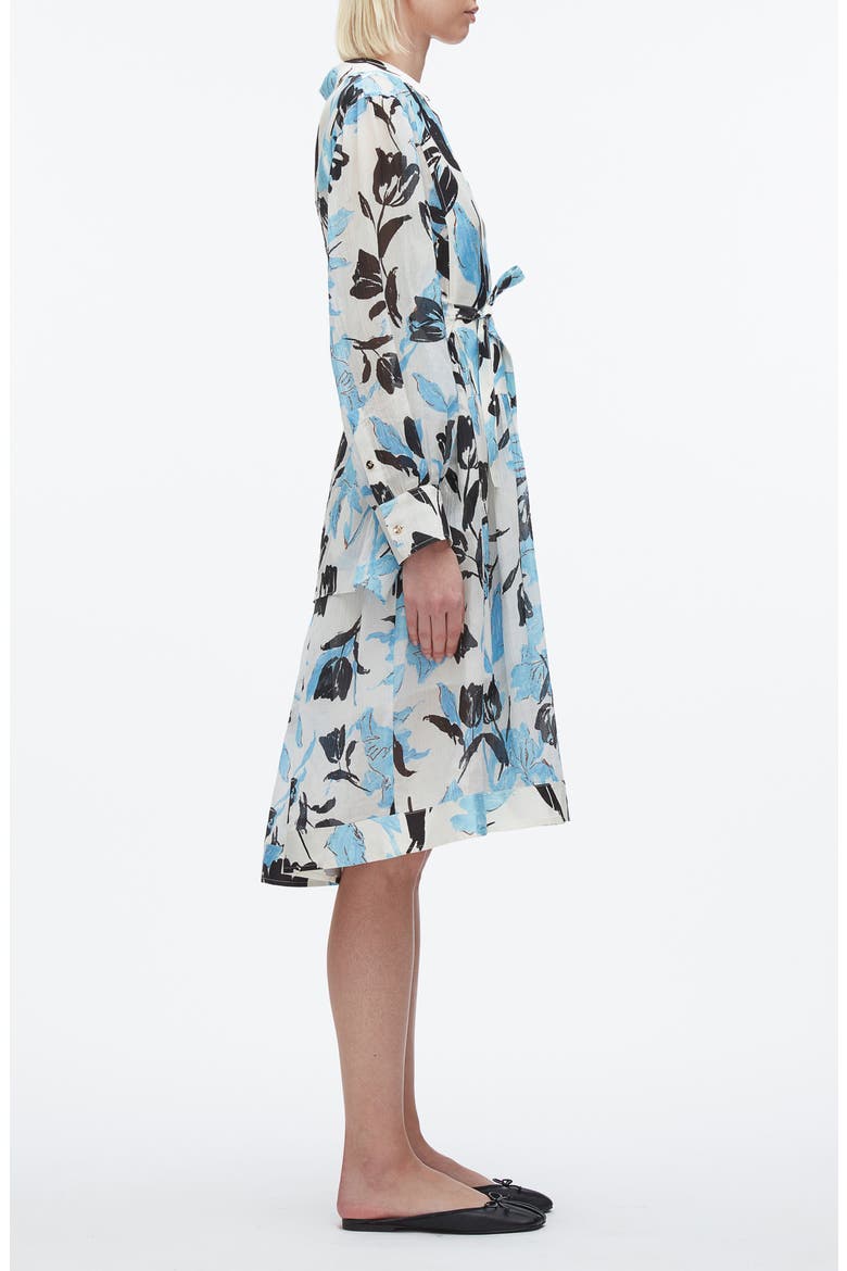 Joyful Tulips Long Sleeve Silk Blend Shirtdress, Alternate, color, IVORY MULTI