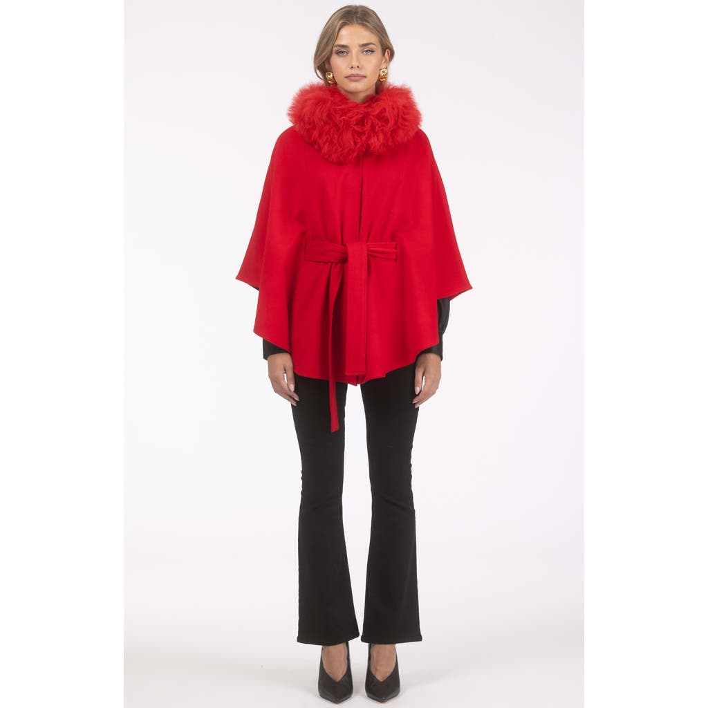 Gorski Wool Belted Cape In Red