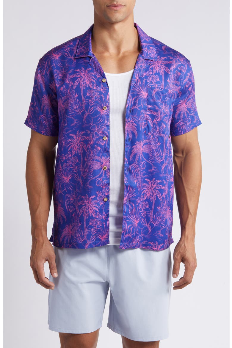 Palms Print Camp Shirt, Main, color, BLUE