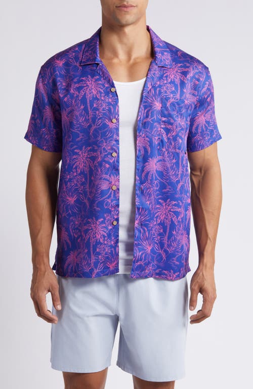 Boardies Palms Print Camp Shirt in Blue 