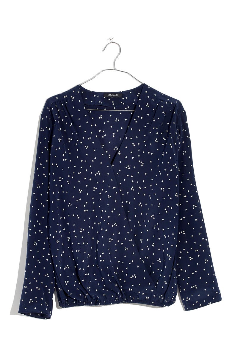 Madewell Faux Wrap Silk Top, Alternate, color, 