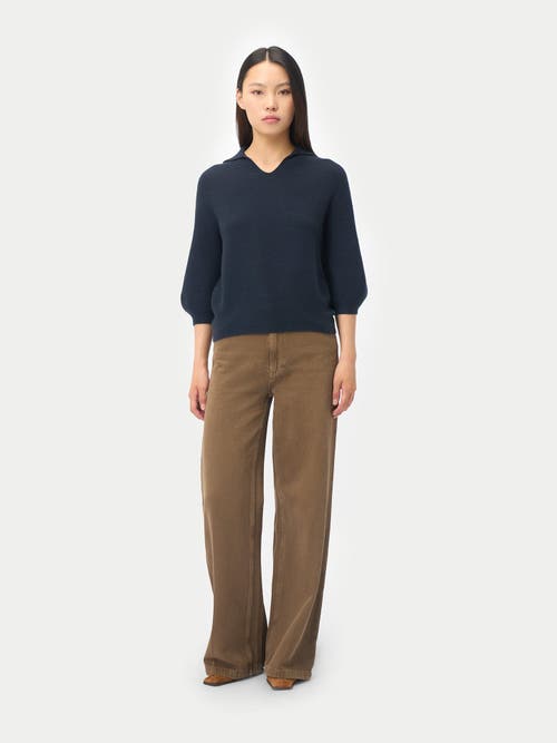 Gobi Mongolian Cashmere Polo Sweater In Blue