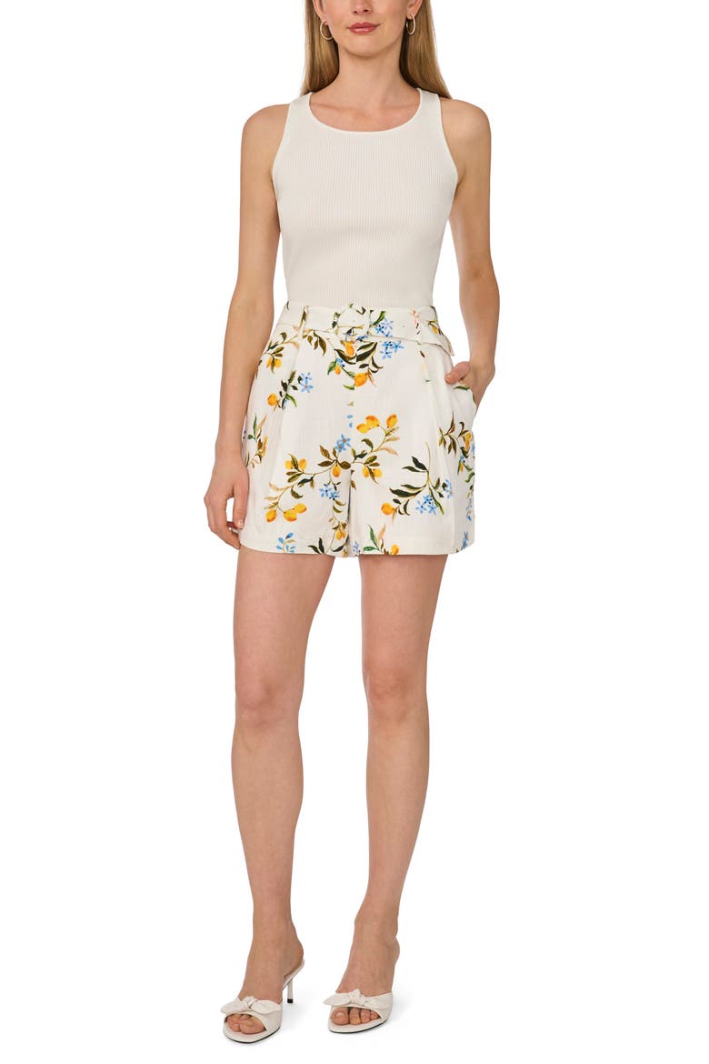 Belted Pleated Shorts, Alternate, color, ULTRA WHITE