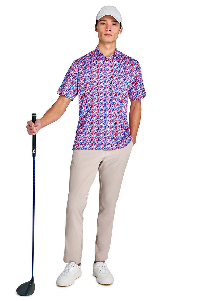 Regular Fit Stars & Stripes Recycled Performance Golf Polo, Alternate, color, BLUE/RED