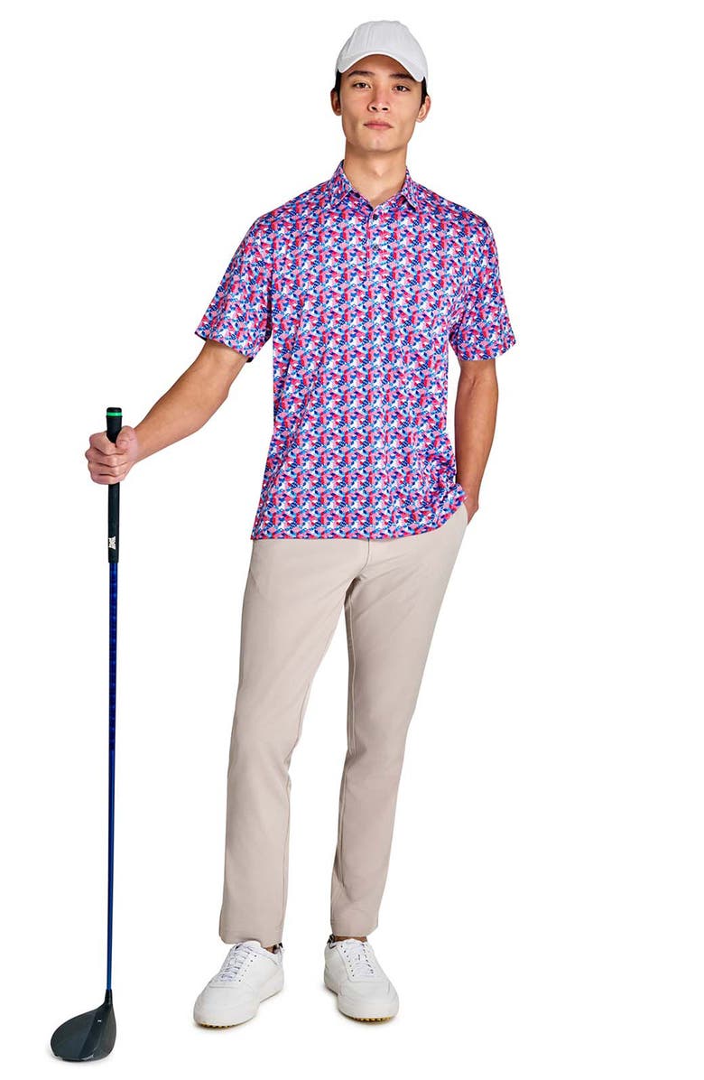 CONSTRUCT Regular Fit Stars & Stripes Recycled Performance Golf Polo, Alternate, color, Blue/Red