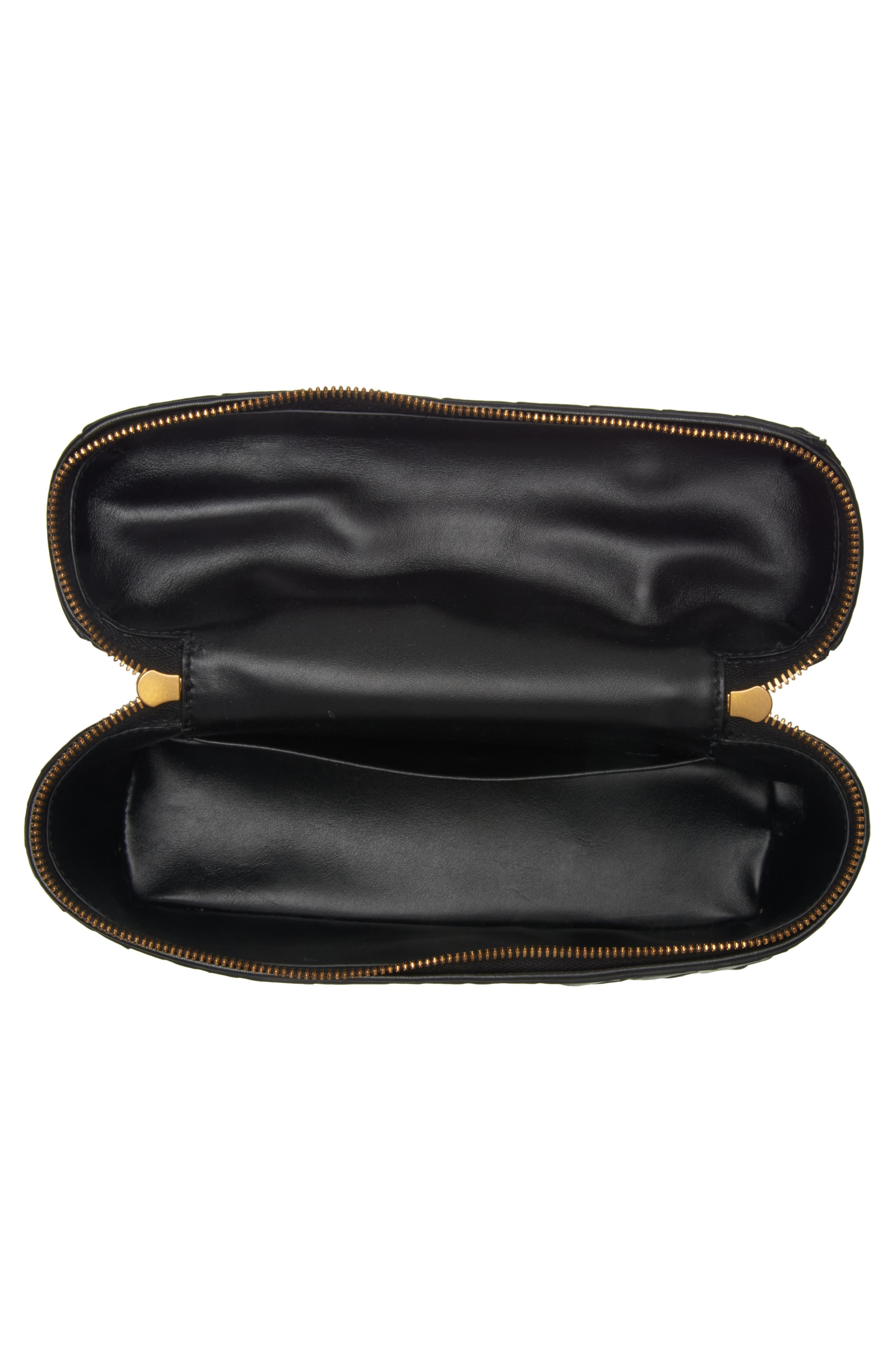 Bottega Veneta Intrecciato Leather Convertible Vanity Case, Alternate, color, Black/ Gold