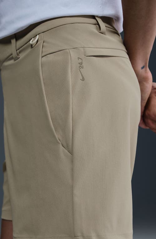 Nike 24.7 Perfectstretch Dri-fit Flat Front Shorts In Brown