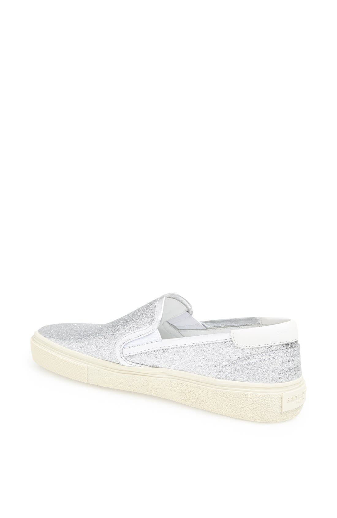 'Skate 20' Glitter Slip-On Sneaker, Alternate, color, SILVER