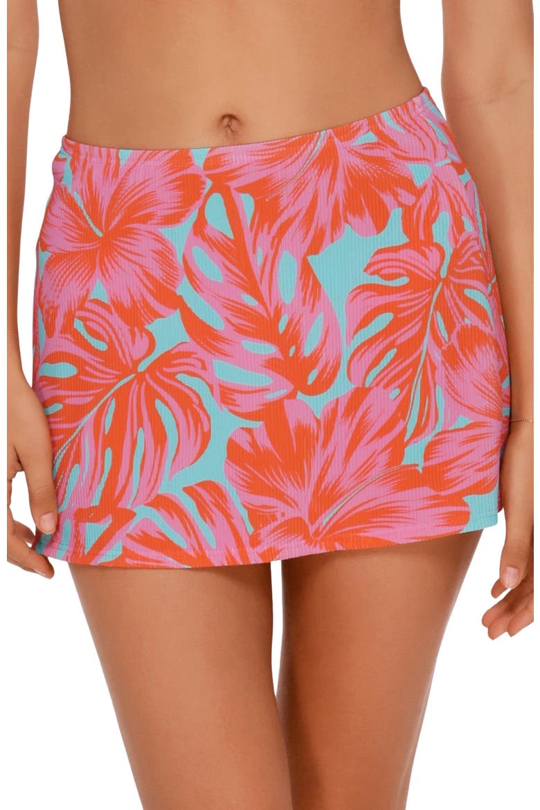 Bree Cover-up Mini Skirt, Alternate, color, PALM DAZE RIB