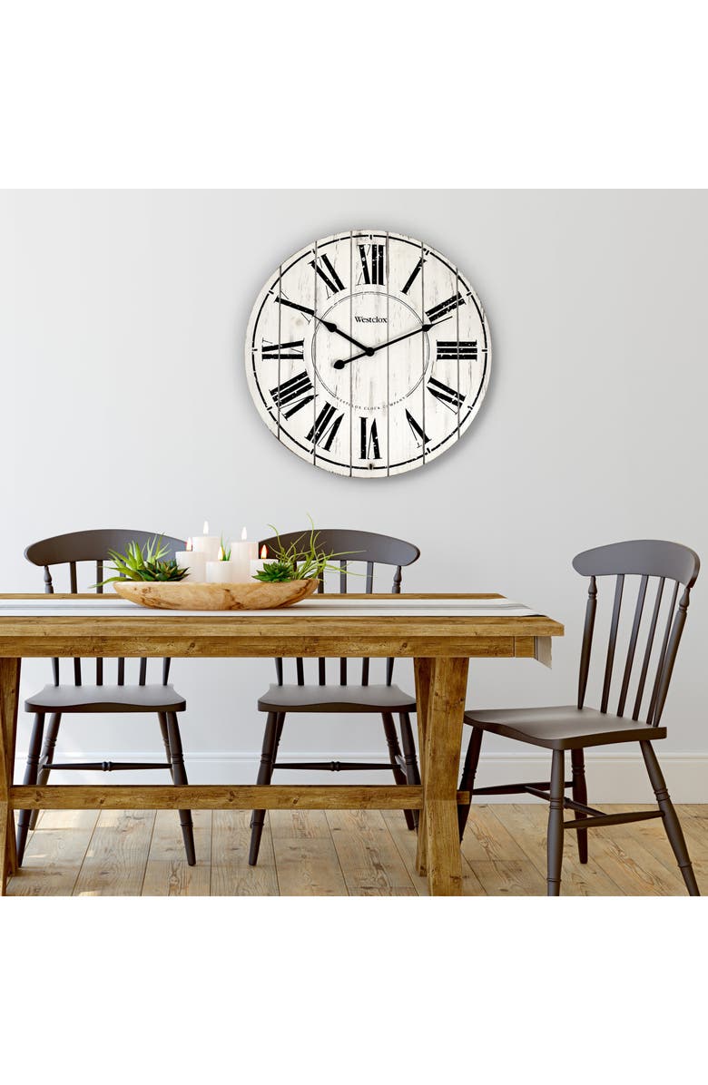Westclox Washed Wood Wall Clock, Alternate, color, White
