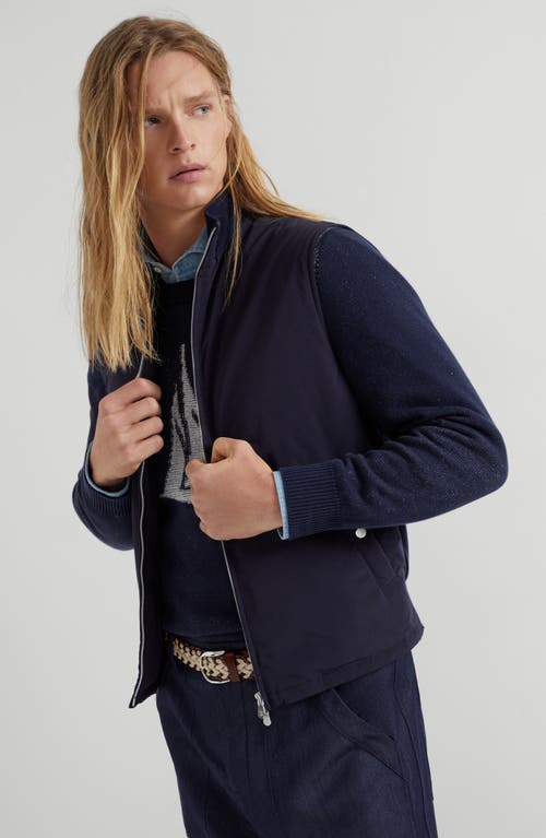 Brunello Cucinelli Dark Blue Nylon Down Jacket In Blue