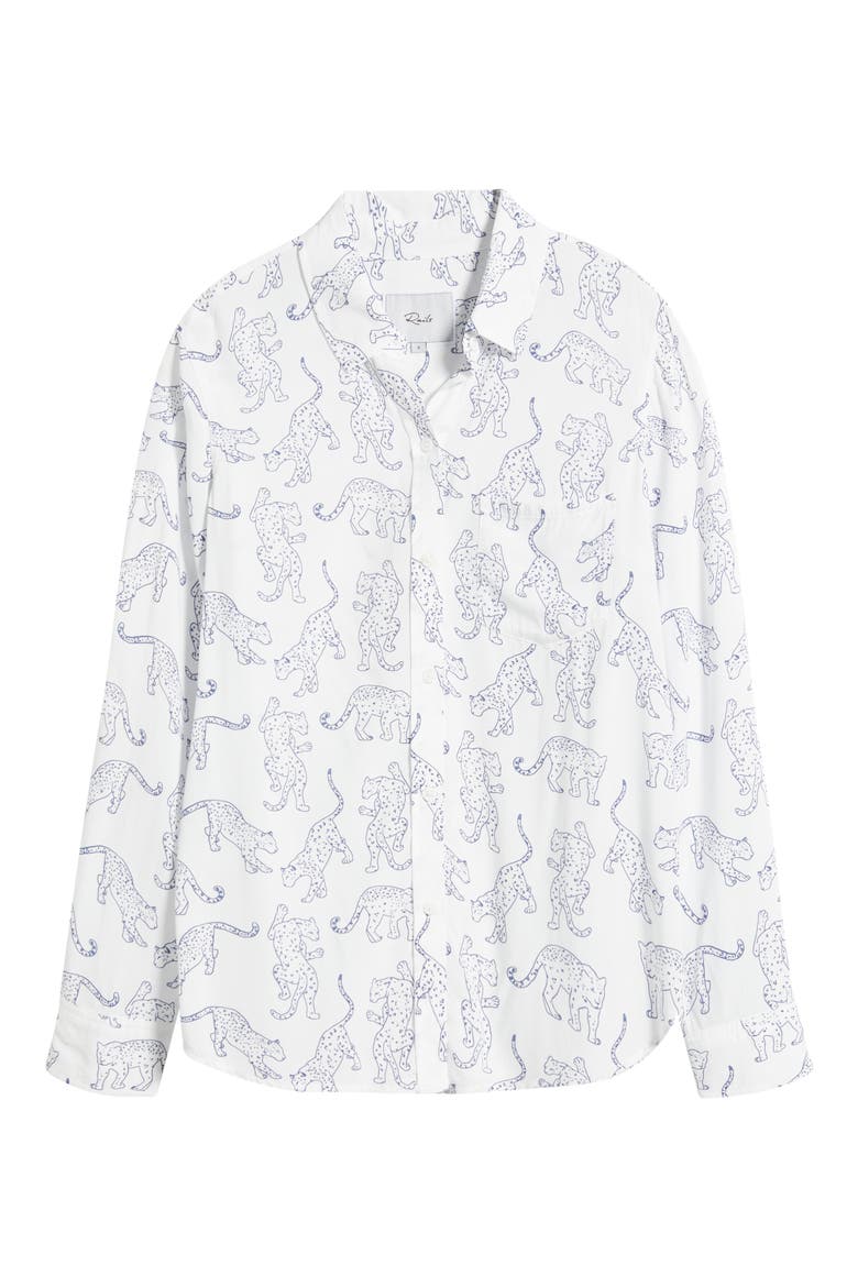 Kathryn Print Button-Up Shirt, Alternate, color, COBALT