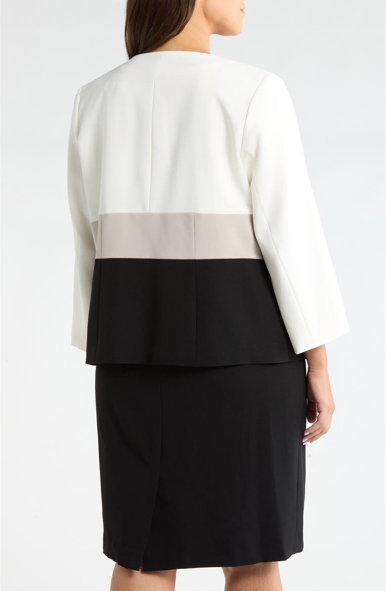 KASPER Colorblock Open Front Cardigan Jacket, Alternate, color, Vanilla Ice Multi