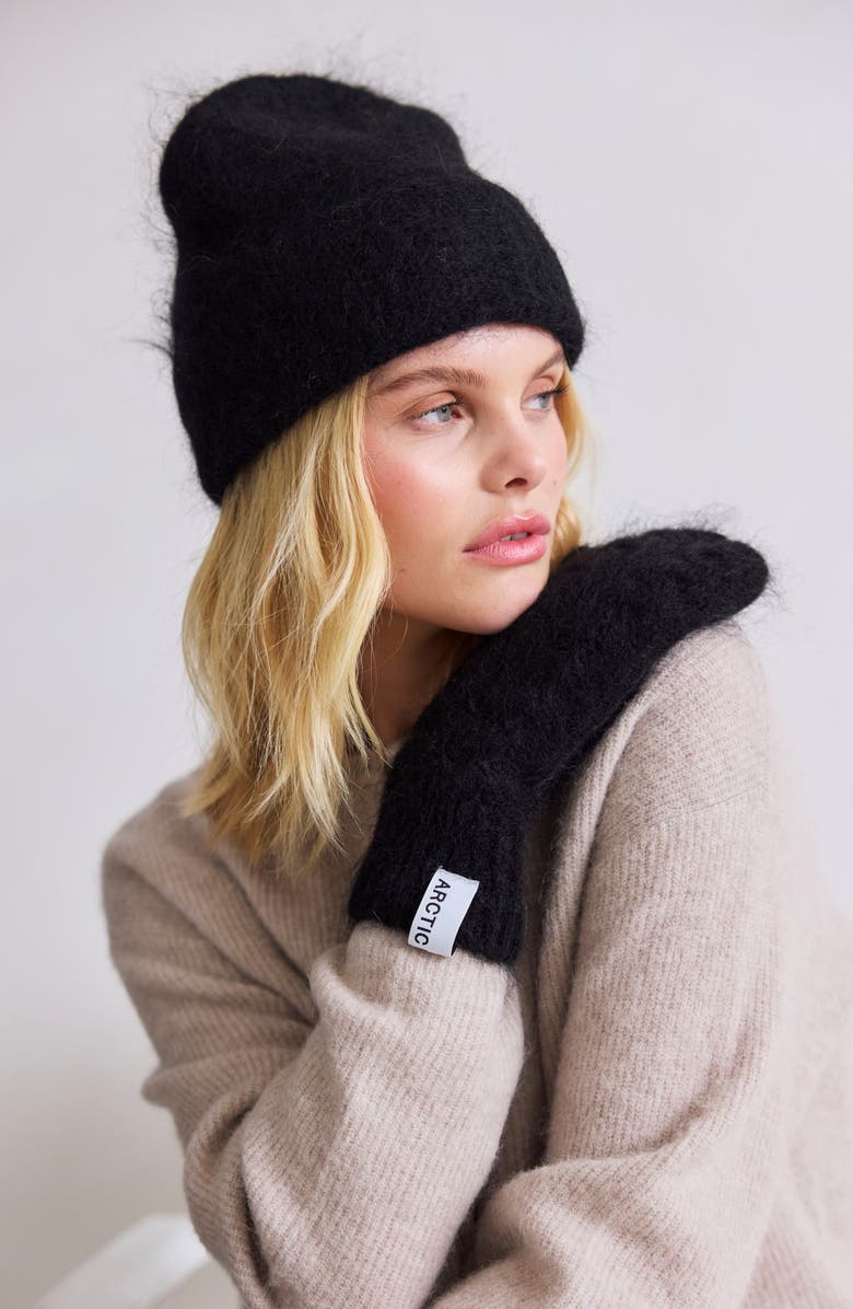 Arctic Fox & Co The Mohair & Merino Wool Blend Mittens, Alternate, color, Ebony Black