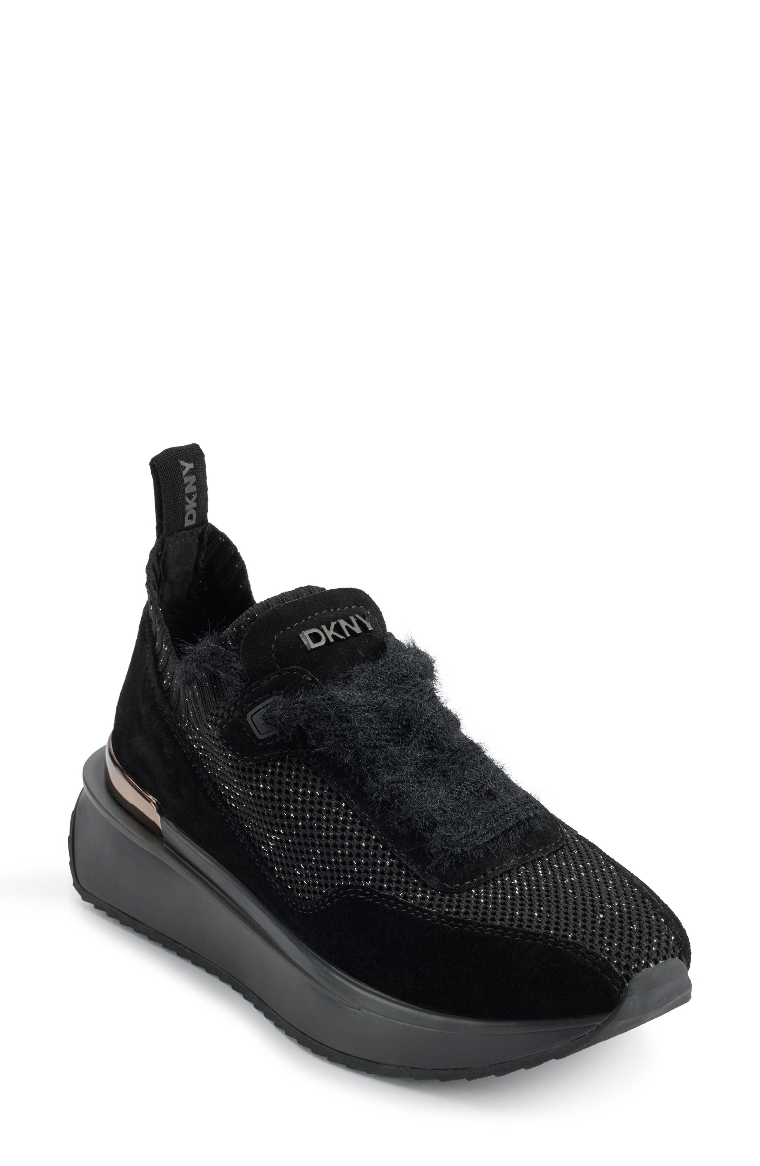 DKNY Aveline Wedge Sneaker, Main, color, Black