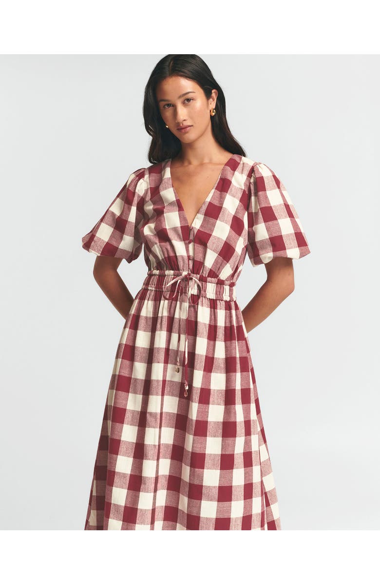 ST MRLO Rowley Midi Dress, Alternate, color, Berry Gingham
