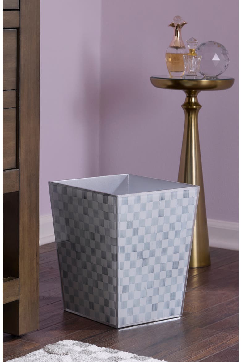 Sterling Check Waste Bin, Alternate, color, STERLING