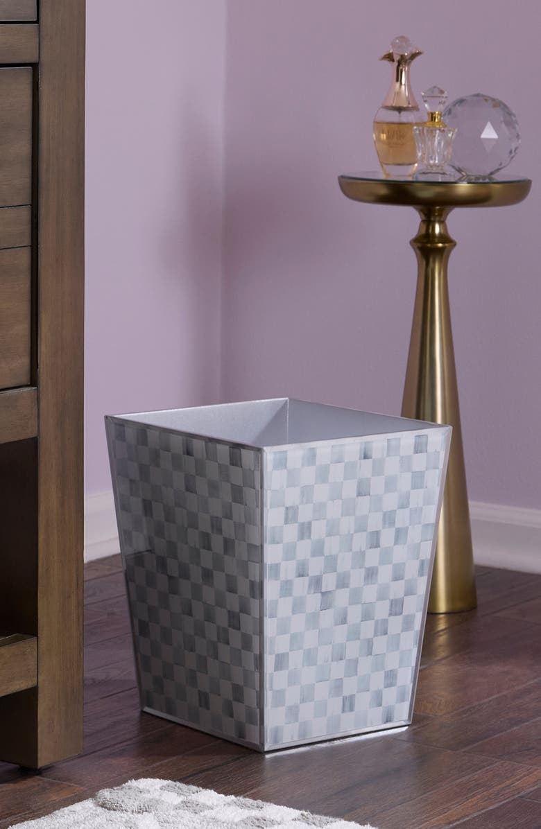 MACKENZIE CHILDS Sterling Check Waste Bin, Alternate, color, Sterling