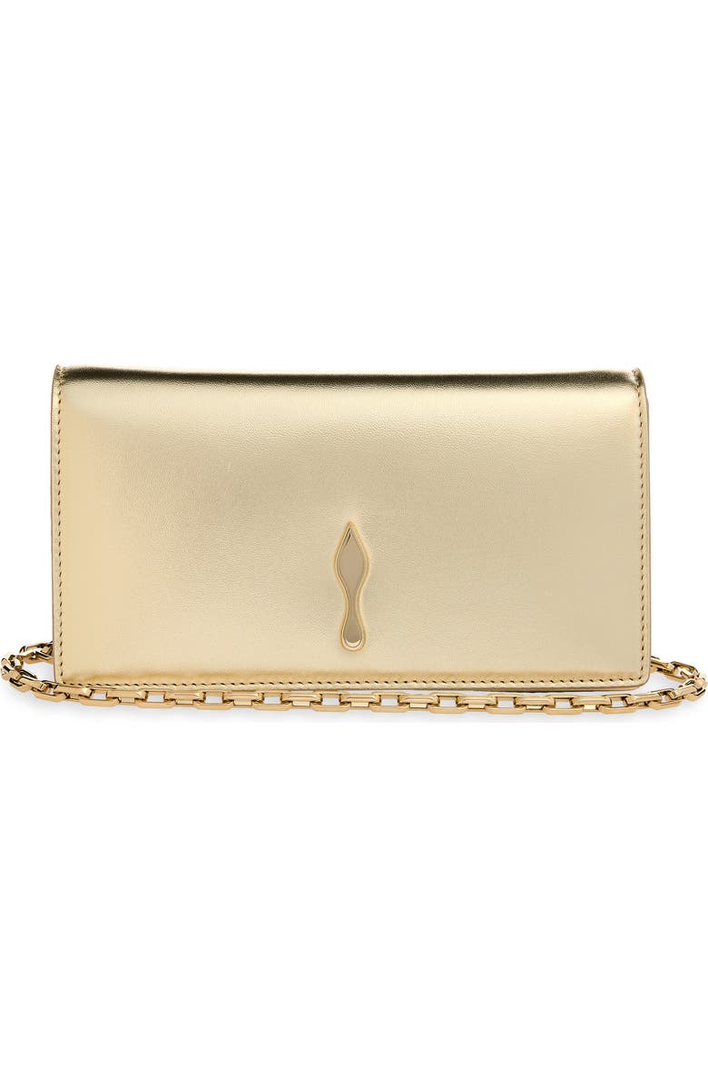 Christian Louboutin Bettina Metallic Leather Clutch, Main, color, Pl12 Platine/ Gold