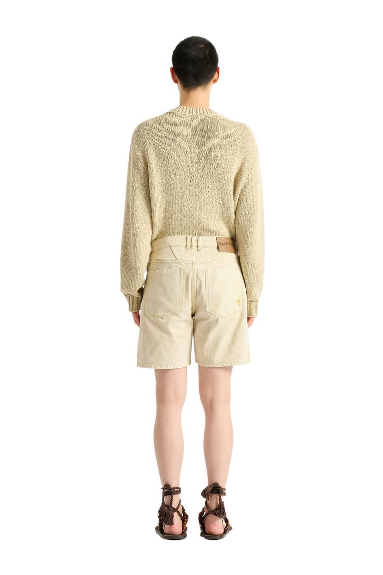 Faded denim Bermuda shorts, Alternate, color, beige