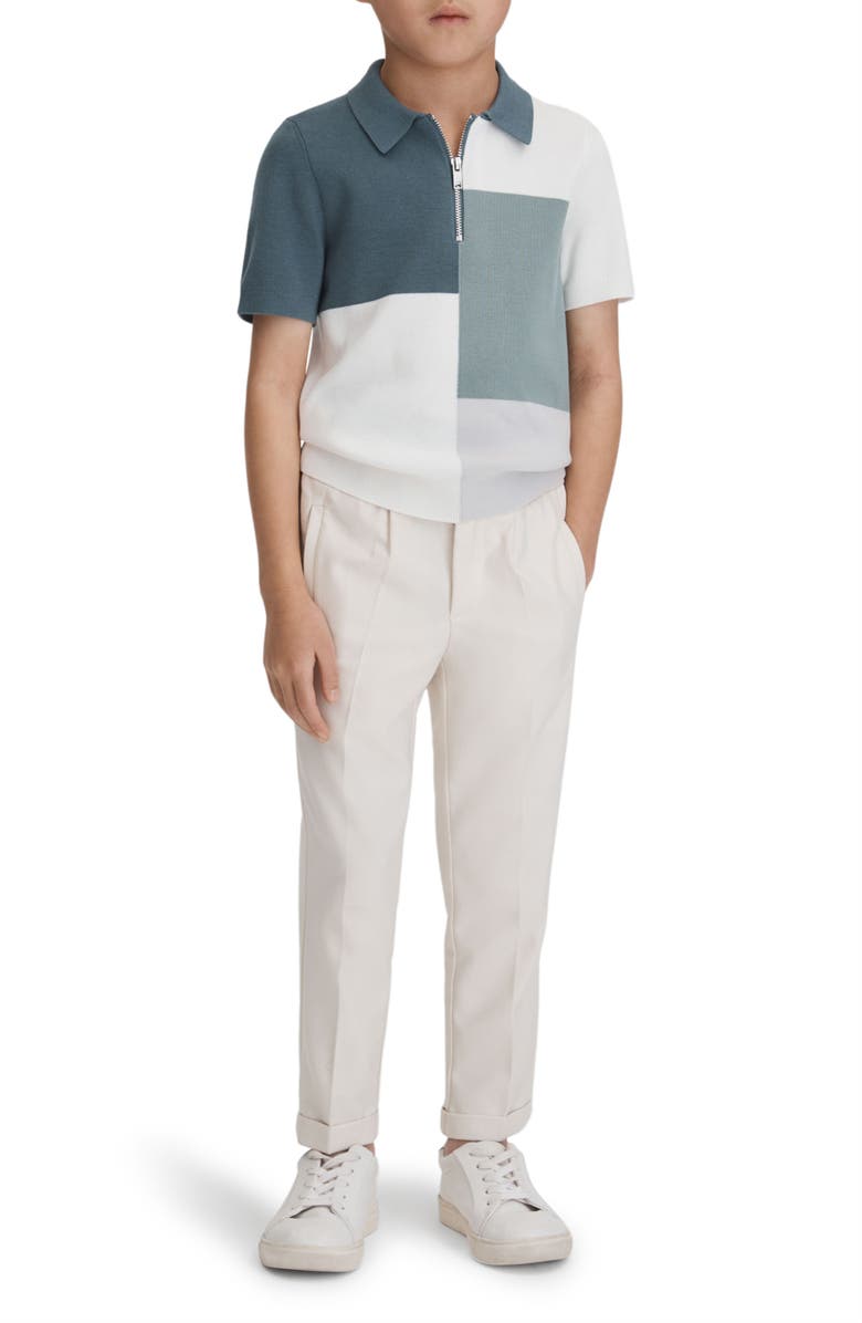 Reiss Kids' Delta Jr. Colorblock Quarter Zip Polo, Alternate, color, 