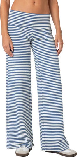 EDIKTED Lilah Stripe Foldover Pants | Nordstrom