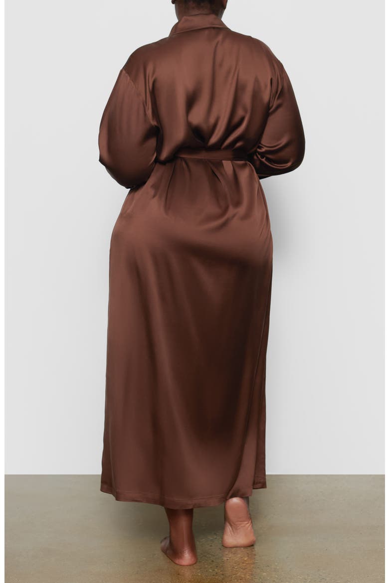 Long Stretch Silk Robe, Alternate, color, COCOA