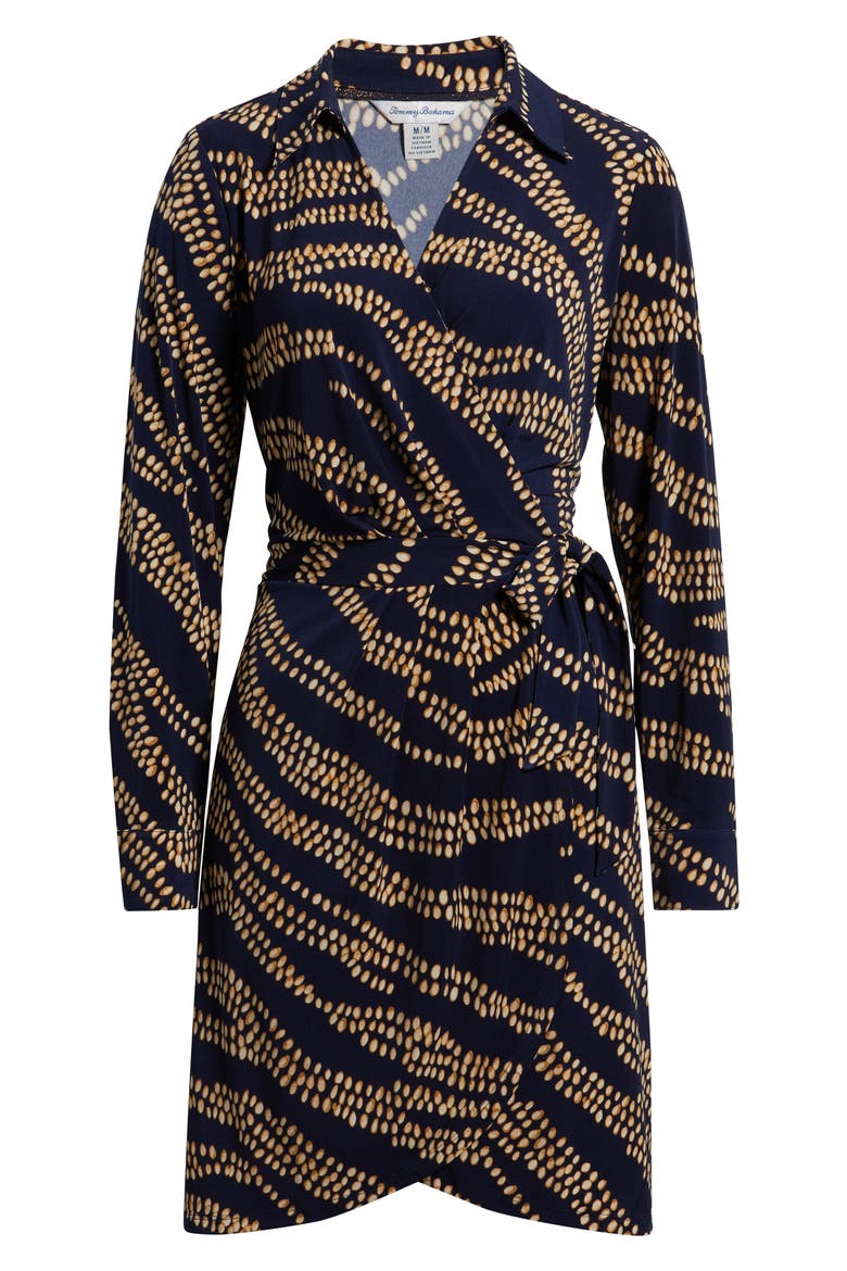 Carmela Zebra Bay Print Long Sleeve Faux Wrap Dress, Alternate, color, CROISSANT