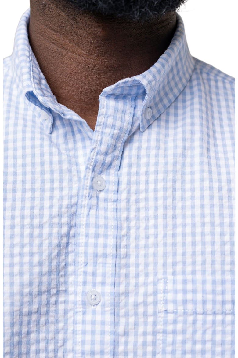 Men's Organic Seersucker Button Down Shirt, Alternate, color, Classic Blue Gingham