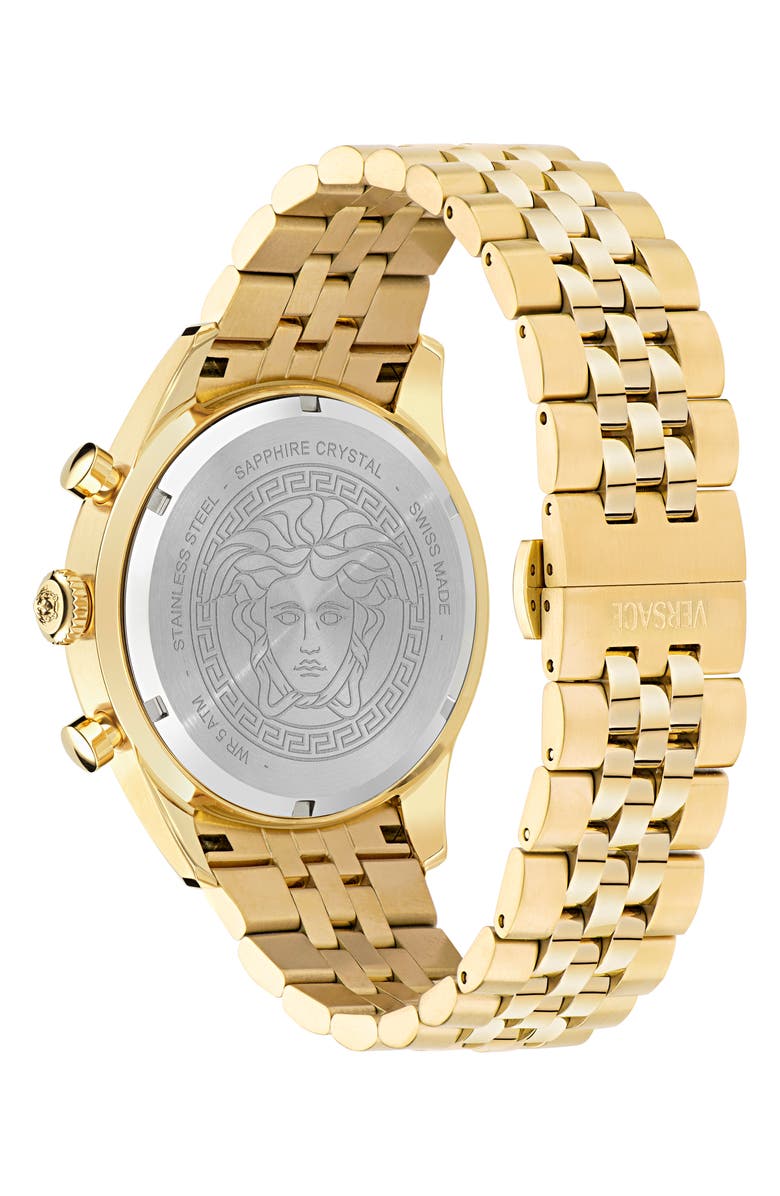 Versace Master Chronograph Bracelet Watch, 44mm, Alternate, color, Ip Yellow Gold
