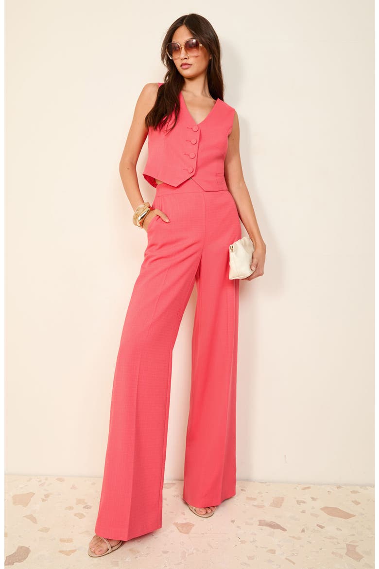 Cross Hatch Button-Up Vest, Alternate, color, PINK