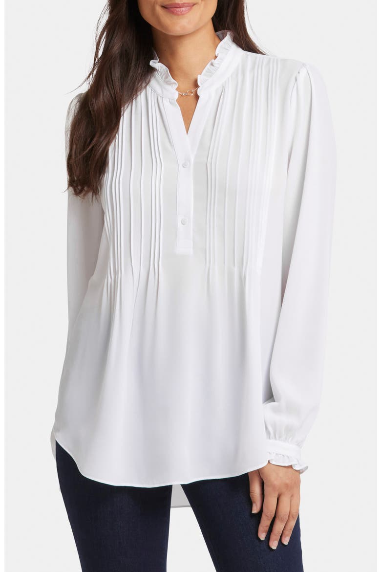 Pleated Yoke Long Sleeve Peasant Blouse, Main, color, OPTIC WHITE