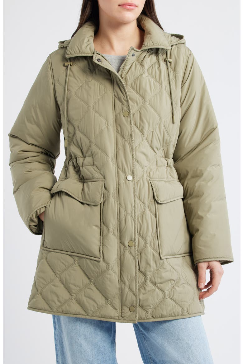 Quilted Jacket with Removable Hood, Alternate, color, OLIVE STONE/ OPAL GREY